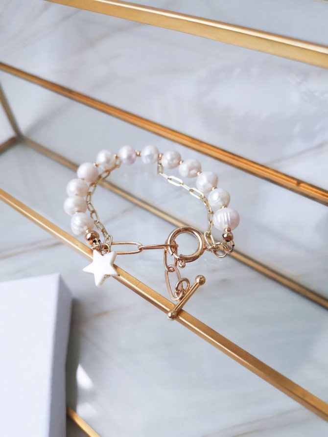 Freshwater pearls bracelet "White star" - Image 3