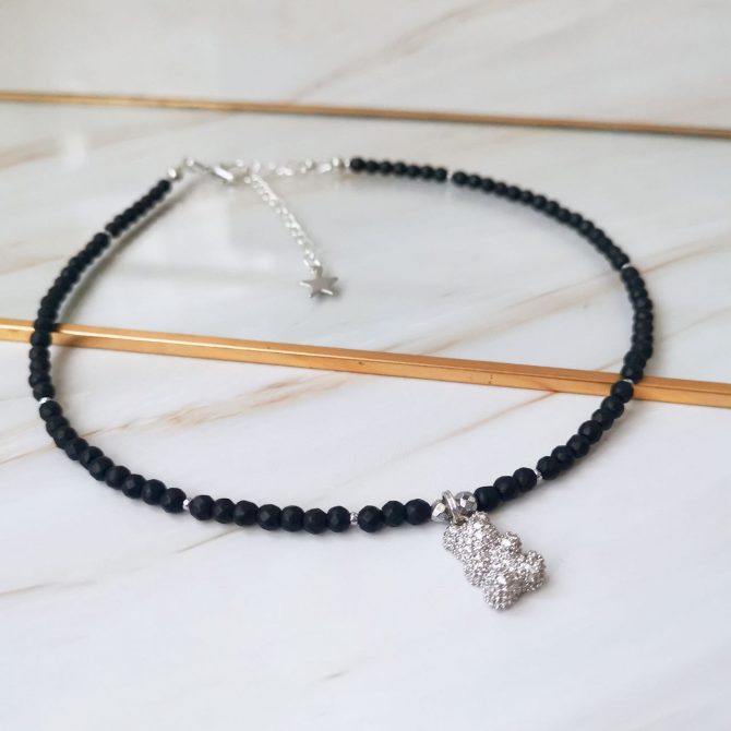 Beautiful Silver Teddy bear necklace