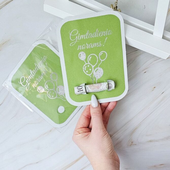 Green Happy birthday Money card holder
