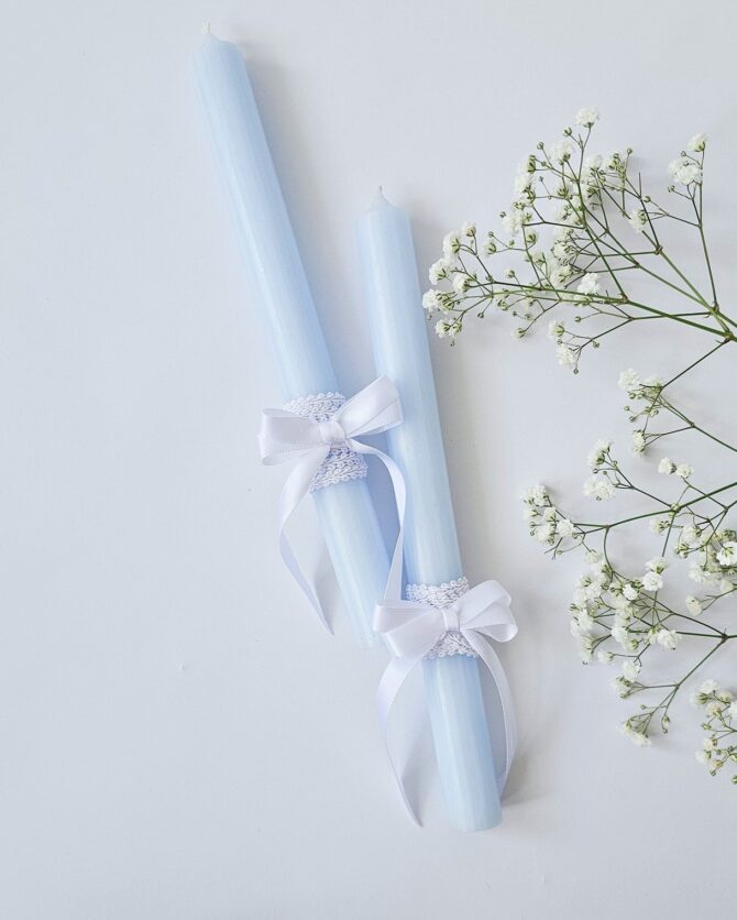 Decorated baptismal candle (blue) - Image 2