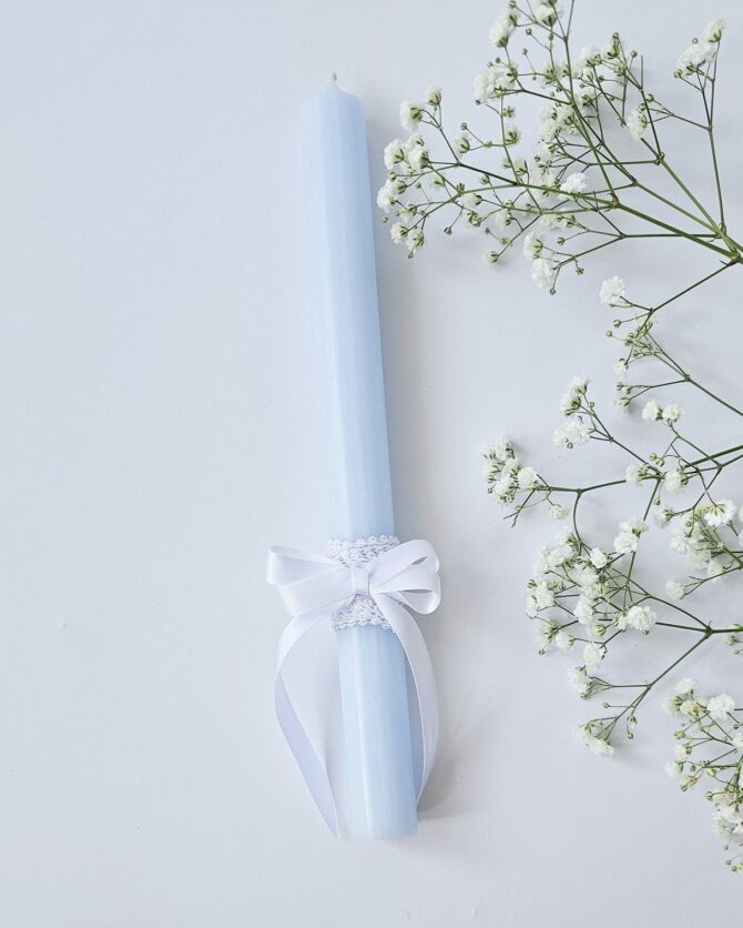 Decorated baptismal candle (blue)