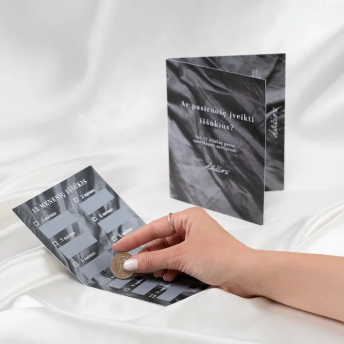 12 Month Challenge Lottery +Postcard with QR code for joining the additional ONLINE game for couples