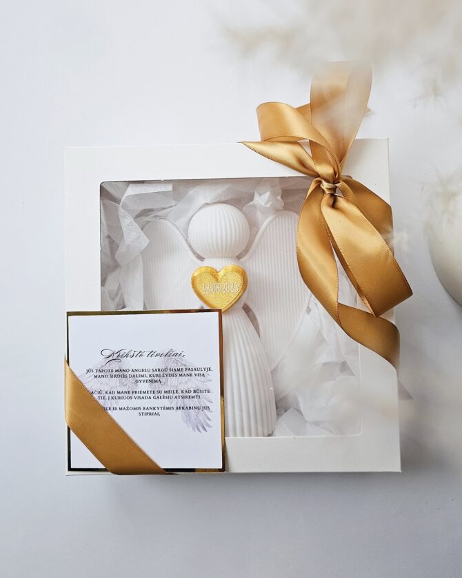 Gift for Godparents – 3D-Printed Angel with a Heart(GOLD) - Image 3