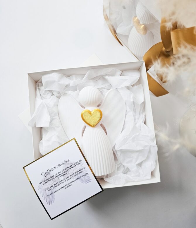 Gift for Godparents – 3D-Printed Angel with a Heart(GOLD)
