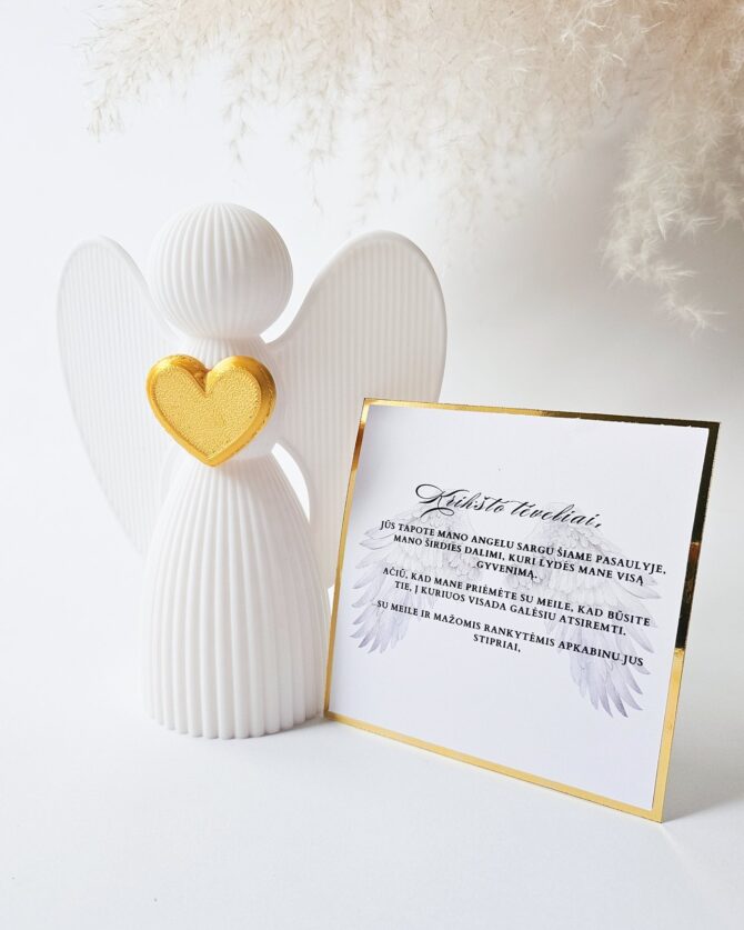 Gift for Godparents – 3D-Printed Angel with a Heart(GOLD) - Image 2