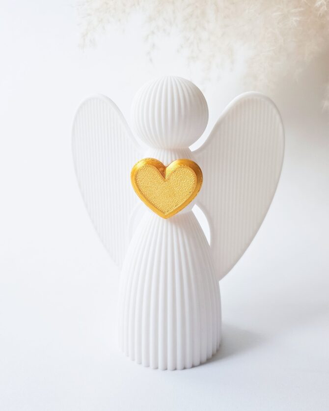 Gift for Godparents – 3D-Printed Angel with a Heart(GOLD) - Image 5