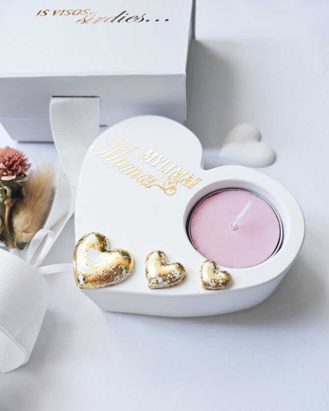 Handmade Heart-Shaped Candle Holder Gift Set – A Perfect Gift for Mom - Image 2