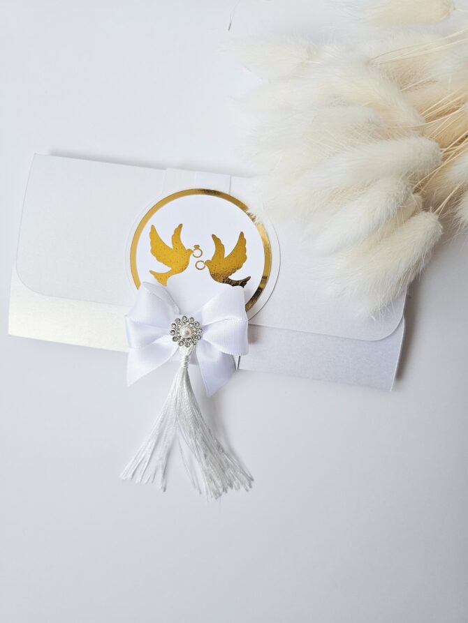 Elegant Wedding Money Envelope with Doves & Tassel - Image 3