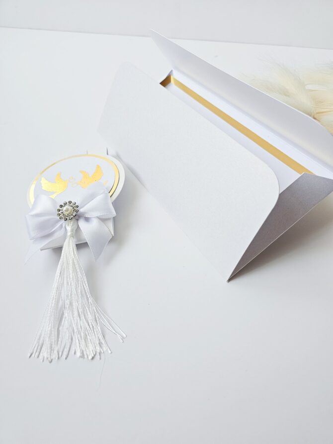Elegant Wedding Money Envelope with Doves & Tassel - Image 4