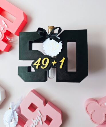 3D Printed "49+1" Birthday Number with Tube – A Fun Twist on Turning 50!(Black)