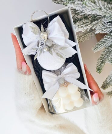 Handmade Christmas Gift Set – Ornament & Candle (SILVER)