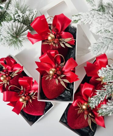 Red Christmas Heart Ornaments – Set of 2