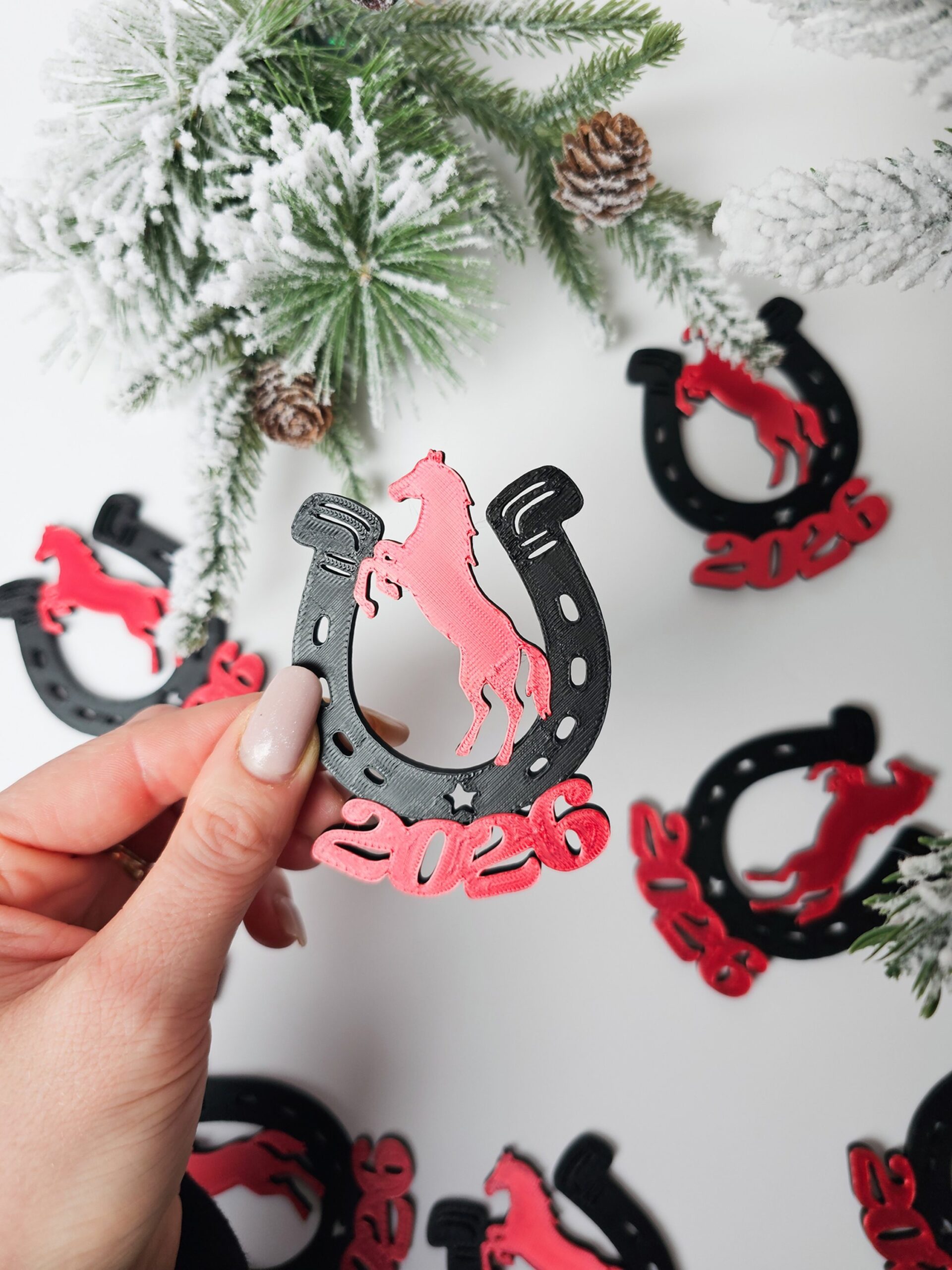 2026 Horse & Horseshoe Fridge Magnet – Lucky New Year Charm(RED)