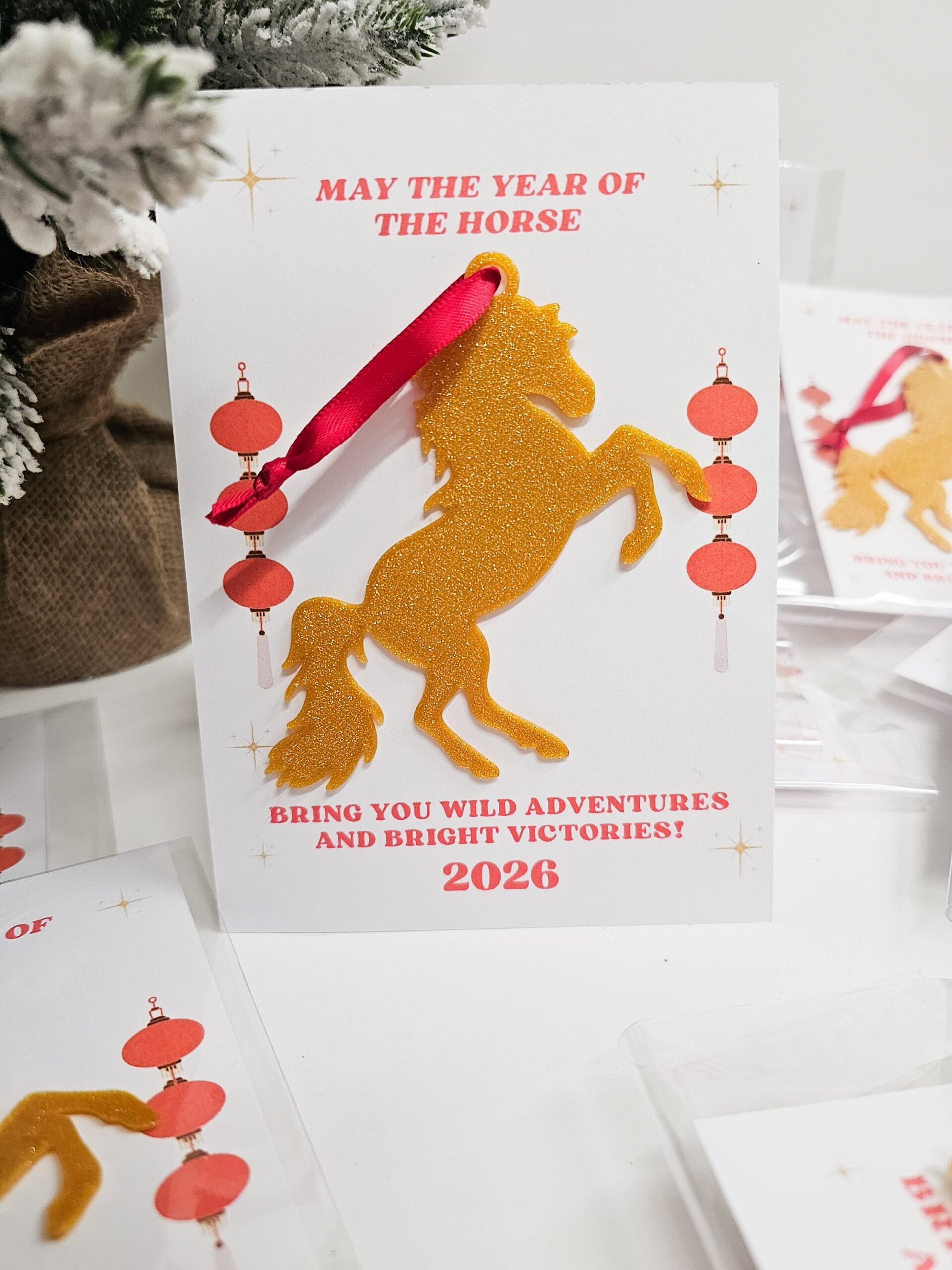Horse Good Luck Ornament with Greeting Display Card