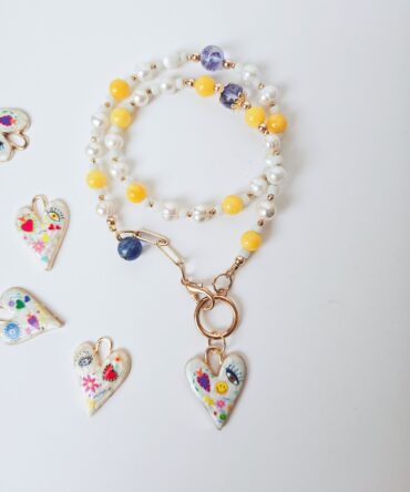 Golden Heart Pearl Necklace