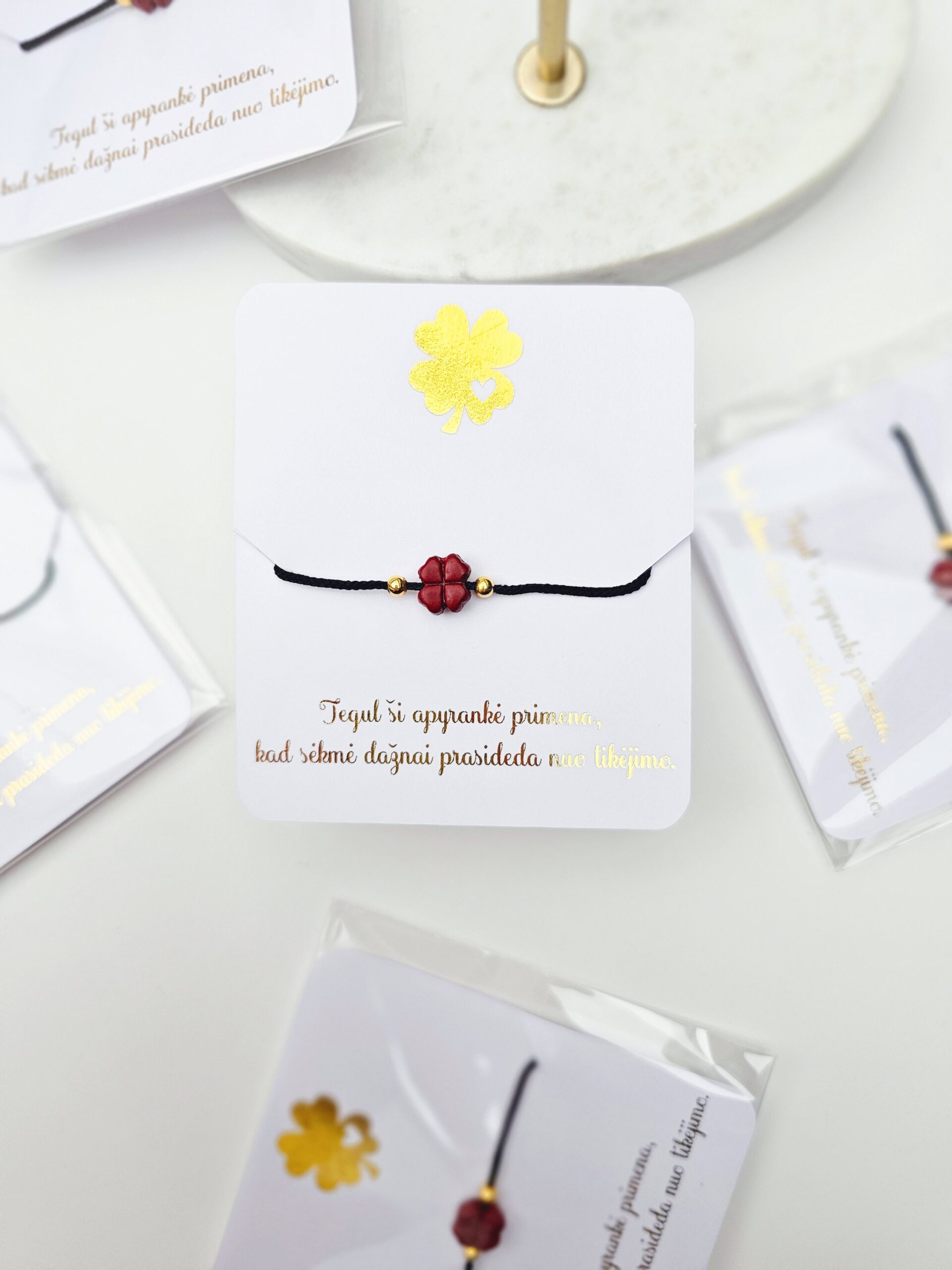 Lucky Clover Bracelet – Black String