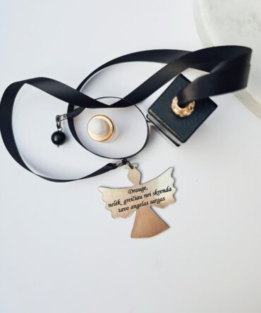 Gold-Tone Angel Pendant for Friend with Adjustable Satin Ribbon +5ml Fragrance Gift