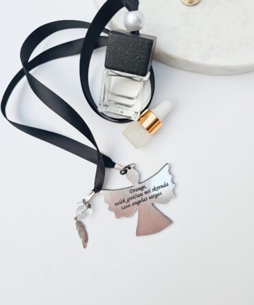 Silver-Tone Angel Pendant for Friend with Adjustable Satin Ribbon +5ml Fragrance Gift