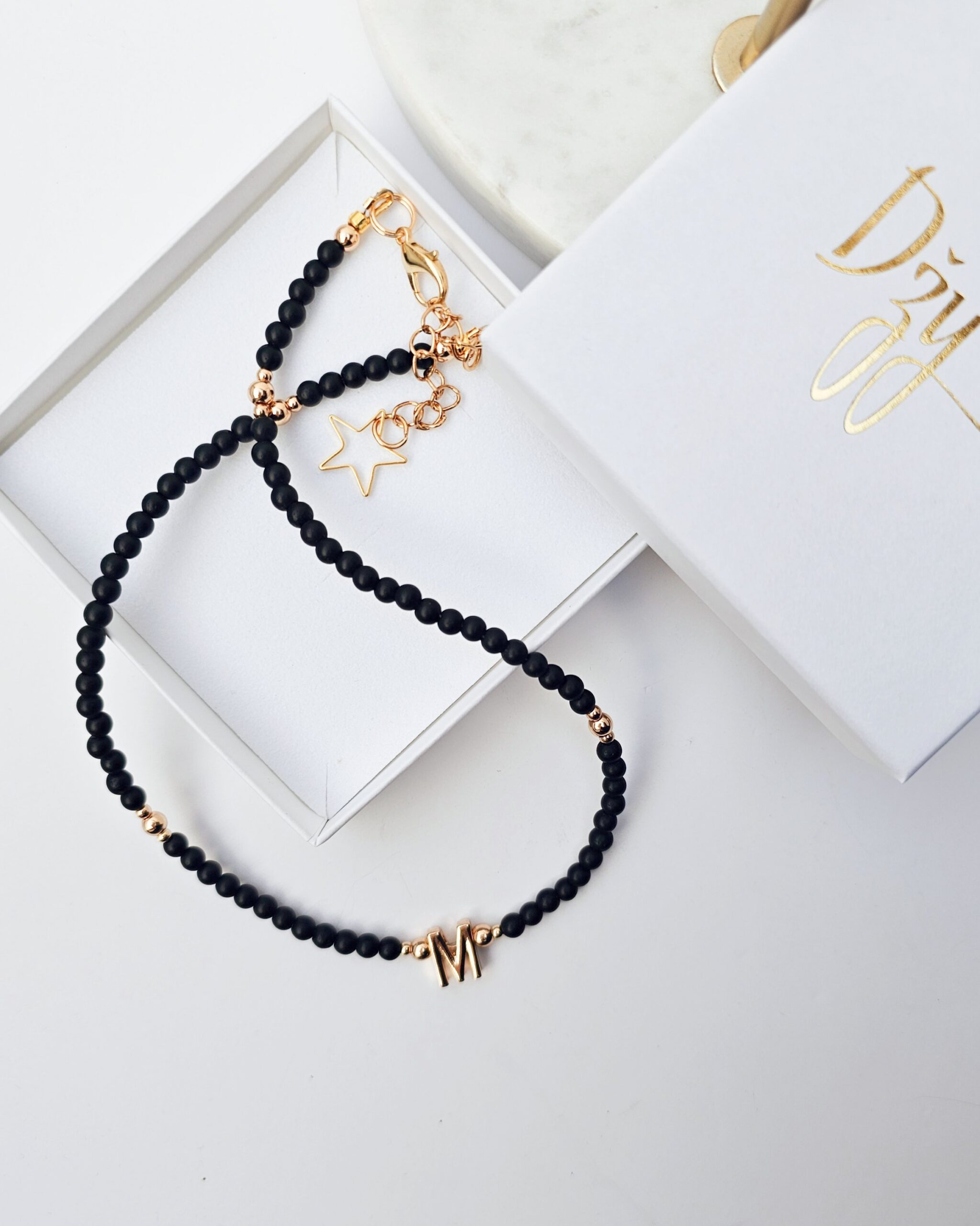 Handmade Gold Minimalist Necklace with “M” Pendant