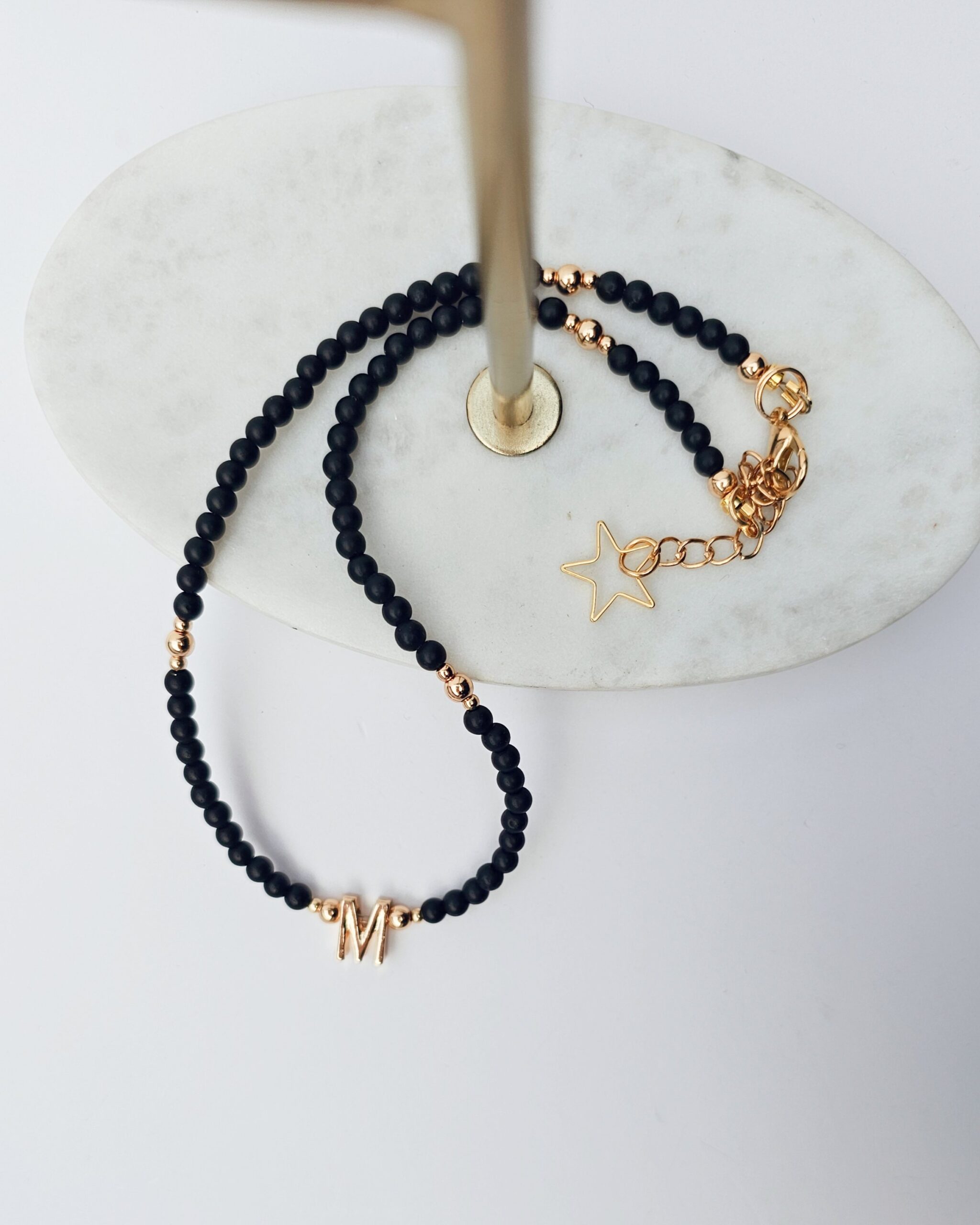 Handmade Gold Minimalist Necklace with “M” Pendant - Image 2