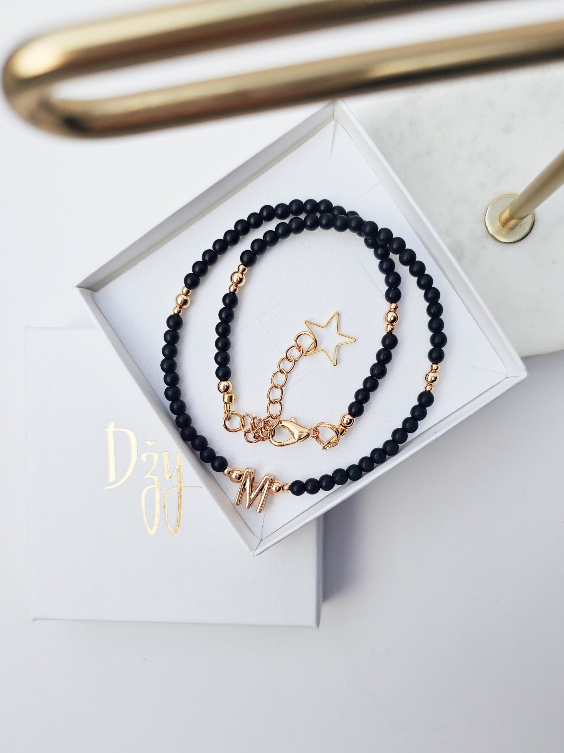 Handmade Gold Minimalist Necklace with “M” Pendant - Image 3