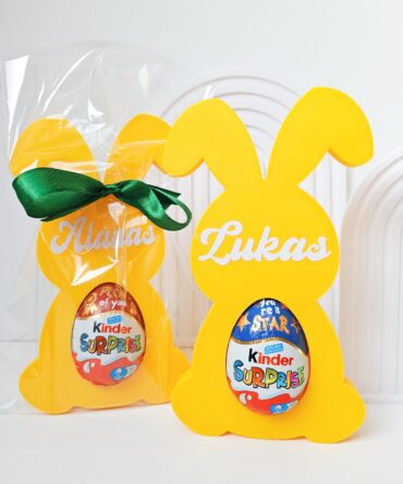 Personalized Yellow Easter Bunny with Chocolate Egg