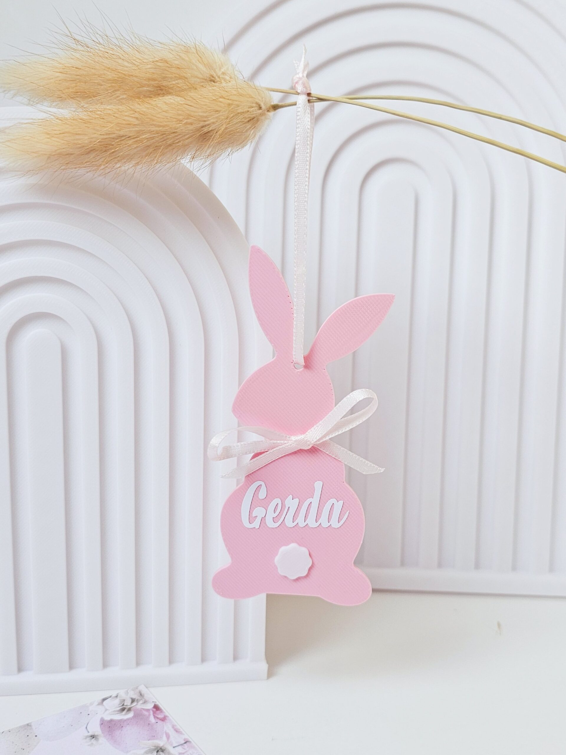 Personalized Pink Easter Bunny Card & Decoration - Image 2