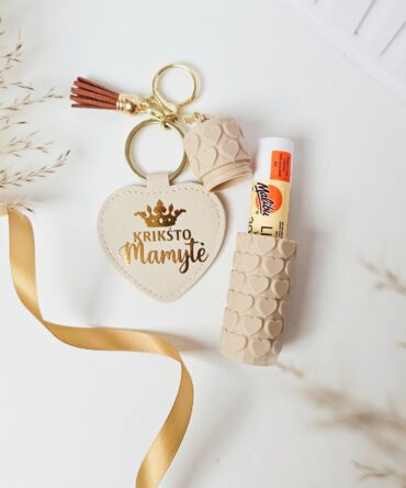 Personalized Heart Lip Balm Holder Keychain (No Balm Included)