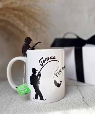 Personalized Fishing Mug “Just One More Cast” + Free Gift Fisherman Tea Bag Holder