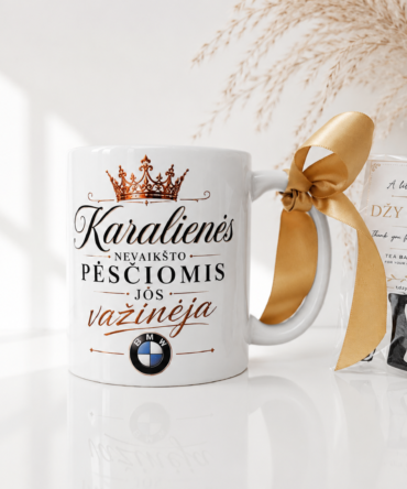 Queen BMW Mug Gift Set – Double-Sided Print + Free Tea Bag Holder