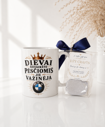 BMW Mug Gift Set – Double-Sided Print + Free Tea Bag Holder
