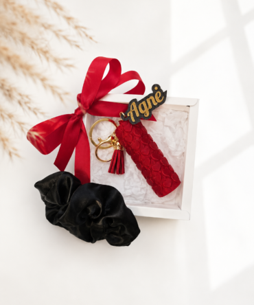 Personalized Lip Balm Holder Gift Set | Hair Scrunchie & Keychain | Lip Balm Not Included