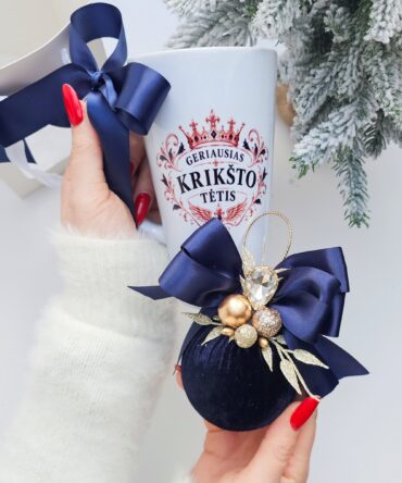 Christmas Gift Set – Godfather Mug & Personalised Navy Blue Bauble